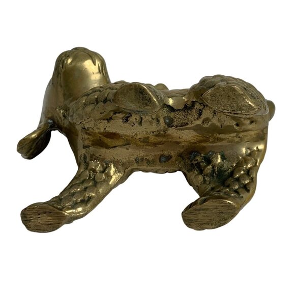 VTG Brass Poodle Figurine Dog Statue Handcrafted Detailed Home Decor Paperweight - Picture 8 of 8